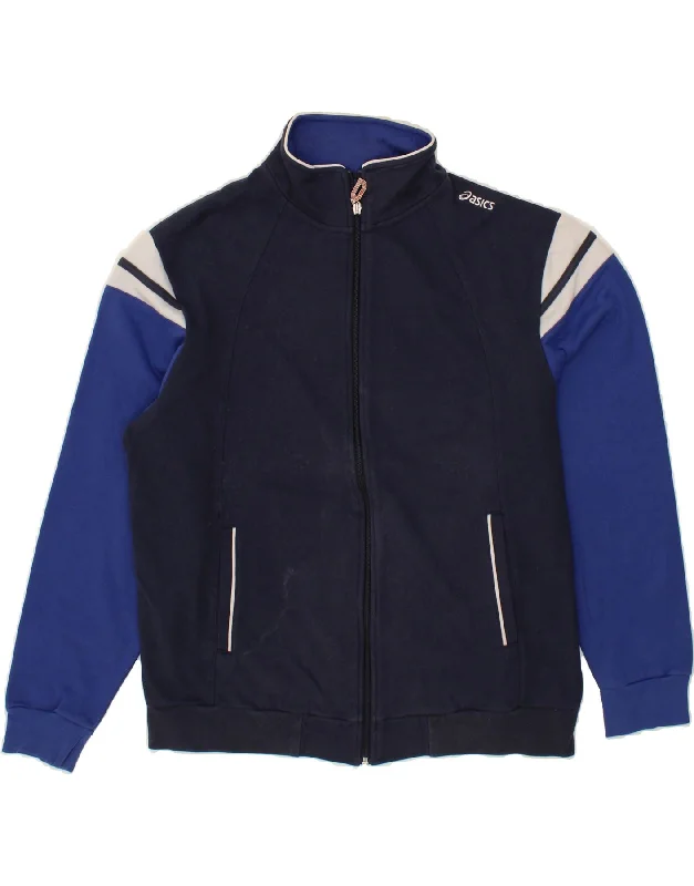 ASICS Womens Tracksuit Top Jacket UK 16 Large Navy Blue Colourblock Cotton Hooded Jacket Caped Jacket Shawl Collar Jacket ASICS Womens Tracksuit Top Jacket UK 16 Large Navy Blue Colourblock Cotton Hooded Jacket Caped Jacket Shawl Collar Jacket
