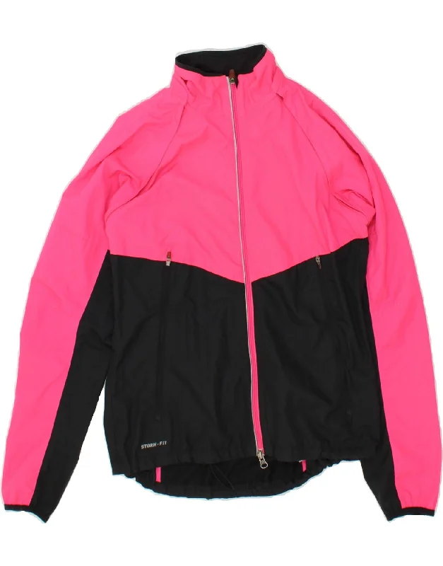 NIKE Womens Dri Fit Rain Jacket UK 12/14 Medium Pink Colourblock Polyester Tiered Jacket Buttoned Jacket Zippered Jacket NIKE Womens Dri Fit Rain Jacket UK 12/14 Medium Pink Colourblock Polyester Tiered Jacket Buttoned Jacket Zippered Jacket