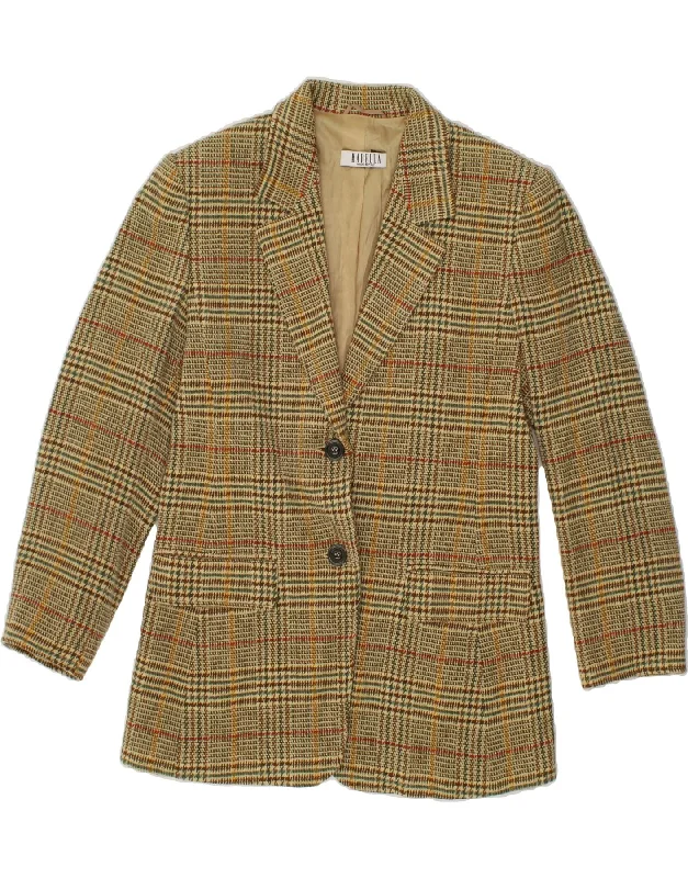 MARELLA Womens 2 Button Blazer Jacket UK 10 Small  Beige Houndstooth Welt Pockets Slit Pockets Flap Pockets