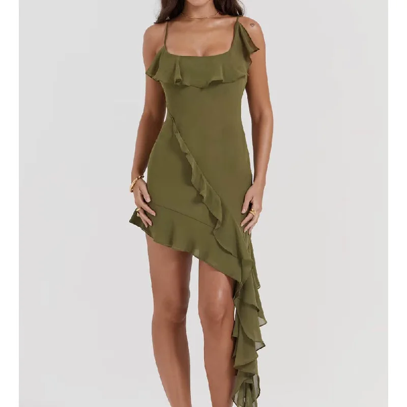 Wjczt dress to impress Autumn Irregular Wooden Ear Sling Dress Sexy Short Skirt 10-A306 Tunics Stylish elegant Wjczt dress to impress Autumn Irregular Wooden Ear Sling Dress Sexy Short Skirt 10-A306 Tunics Stylish elegant