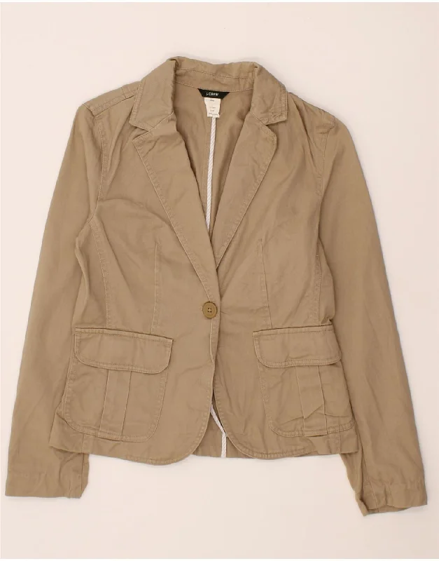J. CREW Womens 1 Button Blazer Jacket UK 6 XS Beige Cotton Fleece Fabric Down Fabric Feather Fabric J. CREW Womens 1 Button Blazer Jacket UK 6 XS Beige Cotton Fleece Fabric Down Fabric Feather Fabric