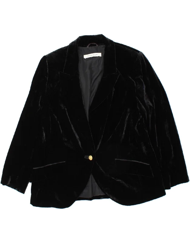 MARINA RINALDI Womens Velvet 1 Button Blazer Jacket Size 23 Medium Black Satin Fabric Silk Fabric Chiffon Fabric MARINA RINALDI Womens Velvet 1 Button Blazer Jacket Size 23 Medium Black Satin Fabric Silk Fabric Chiffon Fabric