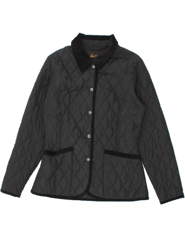 JACK MURPHY Womens Quilted Jacket UK 12 Medium Black Polyester Zippered Front Buttoned Front Snap Front JACK MURPHY Womens Quilted Jacket UK 12 Medium Black Polyester Zippered Front Buttoned Front Snap Front