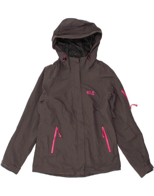 JACK WOLFSKIN Womens Hooded Windbreaker Jacket UK 12/14 Medium Brown Denim Jacket Leather Jacket Suede Jacket JACK WOLFSKIN Womens Hooded Windbreaker Jacket UK 12/14 Medium Brown Denim Jacket Leather Jacket Suede Jacket