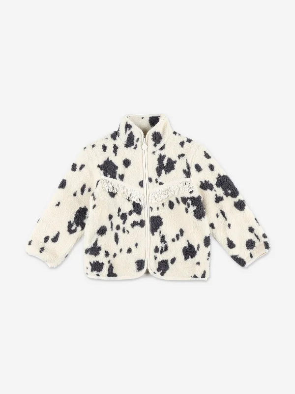 Stella McCartney Girls Fleece Cow Print Jacket in Ivory Hoodie Zip-Up Jacket Button-Up Jacket Stella McCartney Girls Fleece Cow Print Jacket in Ivory Hoodie Zip-Up Jacket Button-Up Jacket