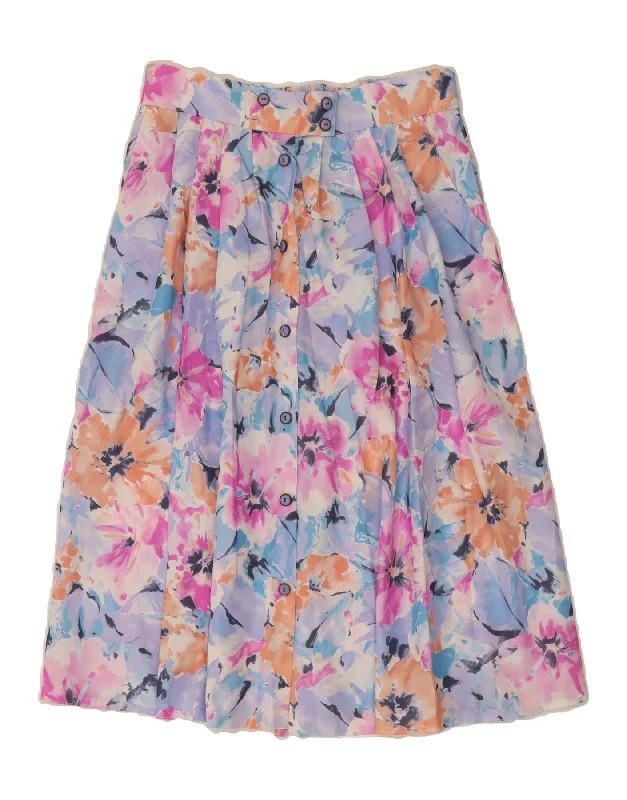 VINTAGE Womens A-Line Skirt W30 Large Multicoloured Floral Polyester cashmere skirt soft VINTAGE Womens A-Line Skirt W30 Large Multicoloured Floral Polyester cashmere skirt soft