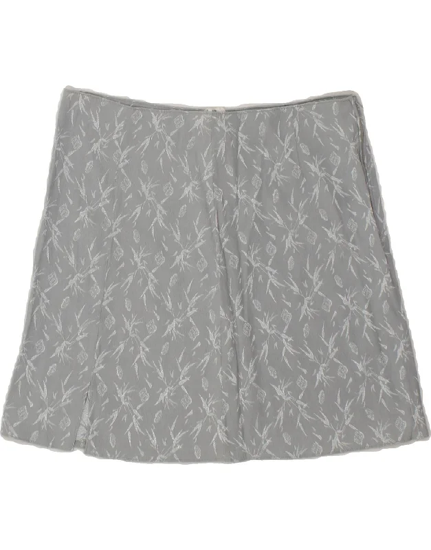 VINTAGE Womens A-Line Skirt IT 44 Medium W28 Grey Floral Polyester asymmetrical skirt cut VINTAGE Womens A-Line Skirt IT 44 Medium W28 Grey Floral Polyester asymmetrical skirt cut