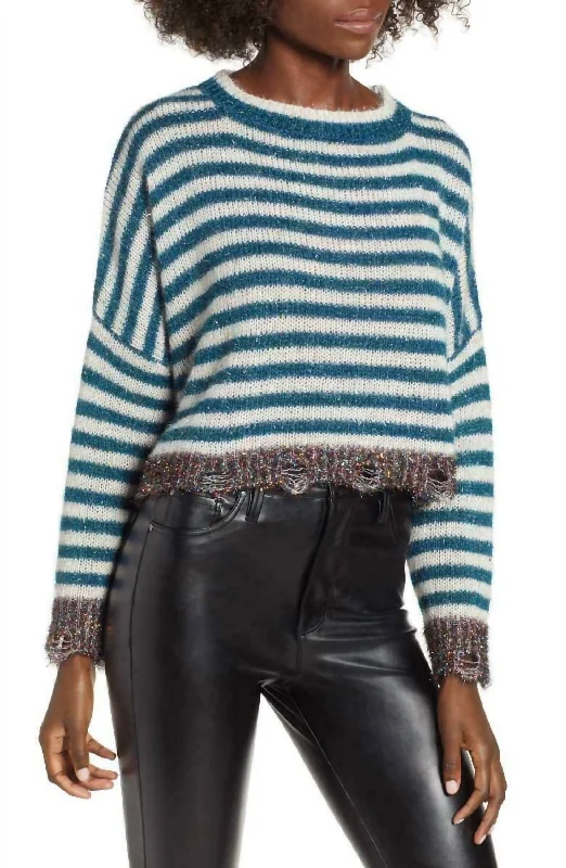 Tinsel Stripe Metallic Crop Holiday Christmas Long Sleeve Sweater In Multicolor Terry Terry Cloth Terry Knit Tinsel Stripe Metallic Crop Holiday Christmas Long Sleeve Sweater In Multicolor Terry Terry Cloth Terry Knit