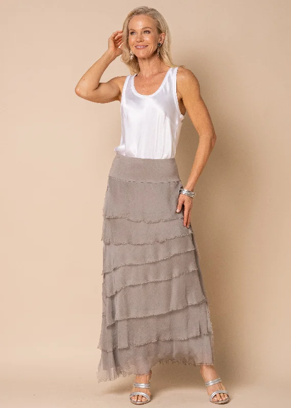 Fifi Silk Skirt in Mocha wrap skirt elegant