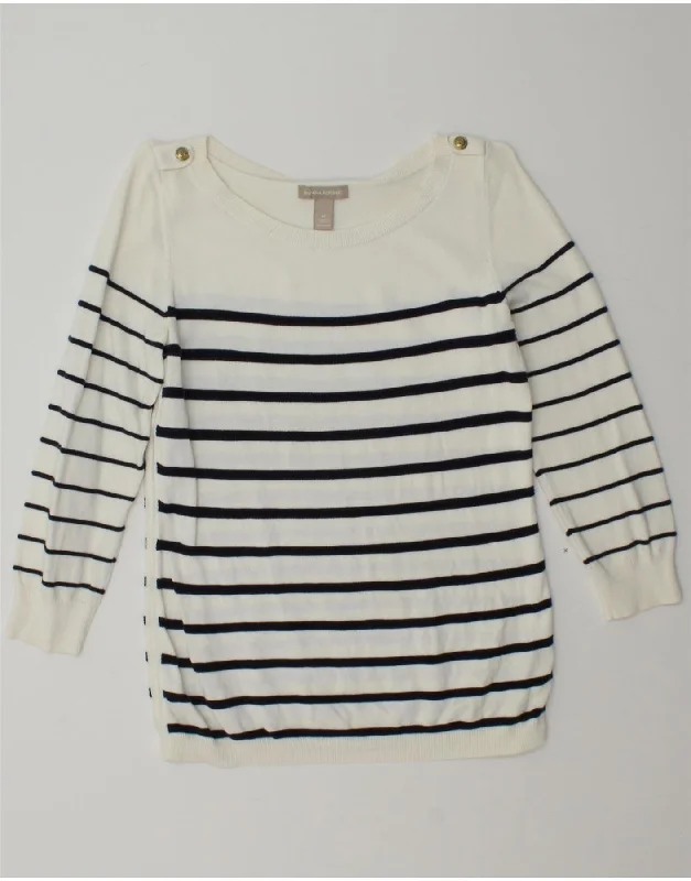 BANANA REPUBLIC Womens Boat Neck Jumper Sweater UK 12 Medium White Striped Nylon Fabric Polyester Fabric Spandex Fabric BANANA REPUBLIC Womens Boat Neck Jumper Sweater UK 12 Medium White Striped Nylon Fabric Polyester Fabric Spandex Fabric
