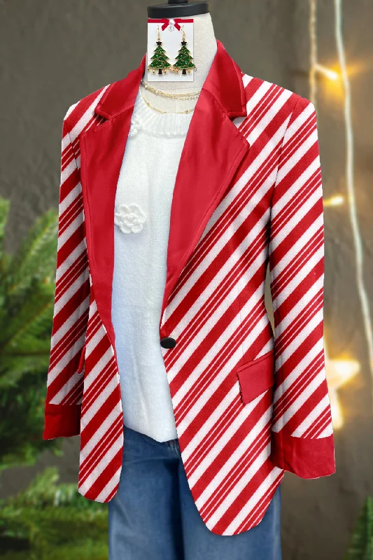 Classic Christmas Stripe Print Long Sleeve Jacket Denim Jacket Leather Jacket Suede Jacket Classic Christmas Stripe Print Long Sleeve Jacket Denim Jacket Leather Jacket Suede Jacket