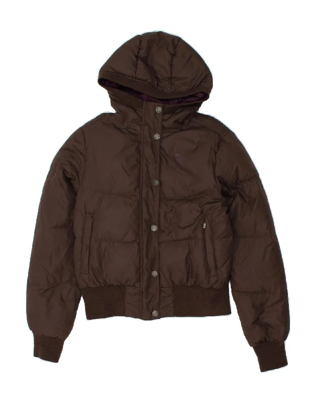 NORTH SAILS Womens Hooded Padded Jacket UK 12 Medium Brown Polyester Wool Jacket Cashmere Jacket Tweed Jacket NORTH SAILS Womens Hooded Padded Jacket UK 12 Medium Brown Polyester Wool Jacket Cashmere Jacket Tweed Jacket