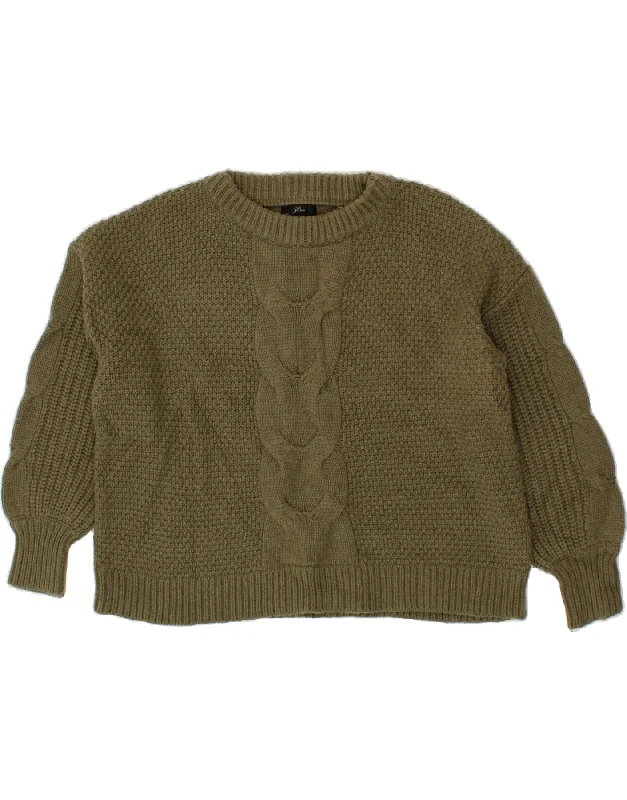 J. CREW Womens Crop Oversized Crew Neck Jumper Sweater UK 10 Small Khaki Transparent Opaque Sheer J. CREW Womens Crop Oversized Crew Neck Jumper Sweater UK 10 Small Khaki Transparent Opaque Sheer