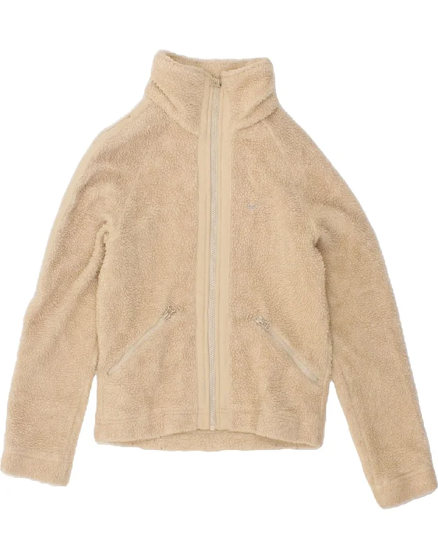 NIKE Womens Fleece Jacket UK 8/10 Small Beige Polyester Mesh Jacket Canvas Jacket Denim Jacket NIKE Womens Fleece Jacket UK 8/10 Small Beige Polyester Mesh Jacket Canvas Jacket Denim Jacket