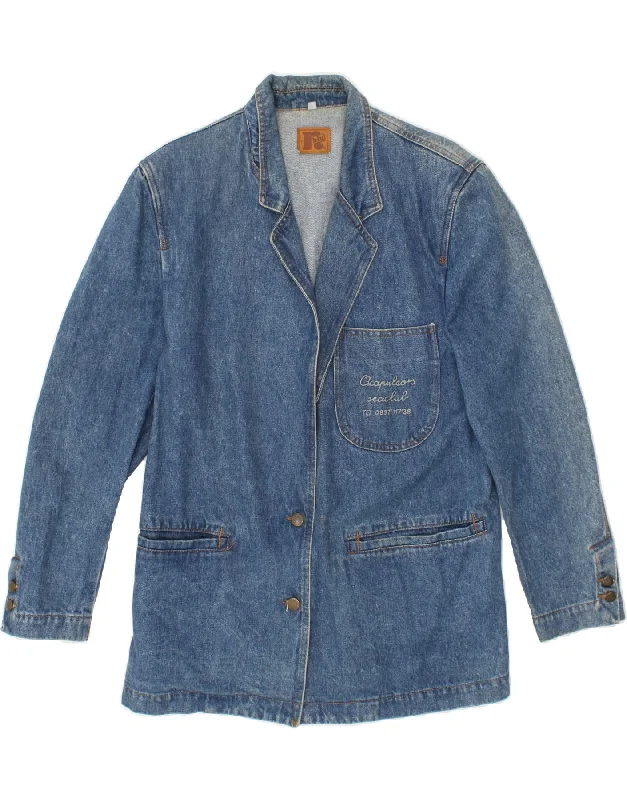 VINTAGE Womens Graphic Denim Jacket UK 16 Large Blue Rayon Jacket Velvet Jacket Corduroy Jacket VINTAGE Womens Graphic Denim Jacket UK 16 Large Blue Rayon Jacket Velvet Jacket Corduroy Jacket