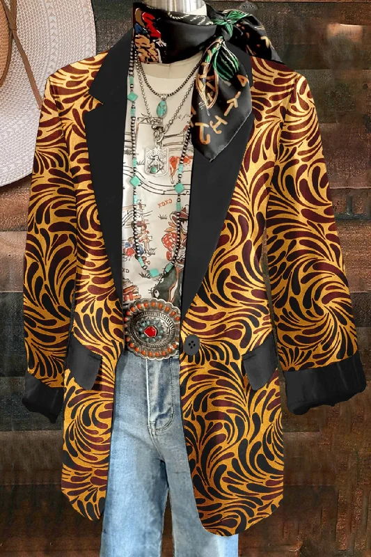 Retro Abstract Print Long Sleeve Jacket Embroidered Jacket Appliqued Jacket Beaded Jacket Retro Abstract Print Long Sleeve Jacket Embroidered Jacket Appliqued Jacket Beaded Jacket