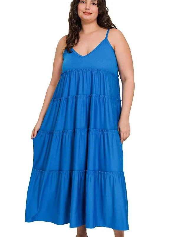 Plus Size Sunrise V-Neck Maxi Tiered Dress w/ Side Pockets!! (5 Options) Tunics Handmade artisanal Plus Size Sunrise V-Neck Maxi Tiered Dress w/ Side Pockets!! (5 Options) Tunics Handmade artisanal