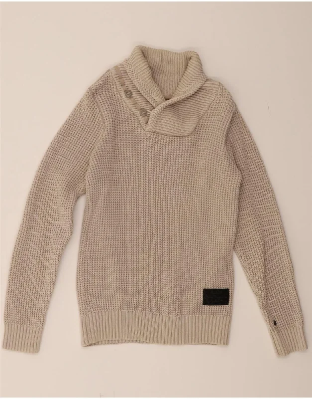 G-STAR Womens Shawl Neck Jumper Sweater UK 10 Small Beige Cotton Layered Multi-layer Single Layer G-STAR Womens Shawl Neck Jumper Sweater UK 10 Small Beige Cotton Layered Multi-layer Single Layer