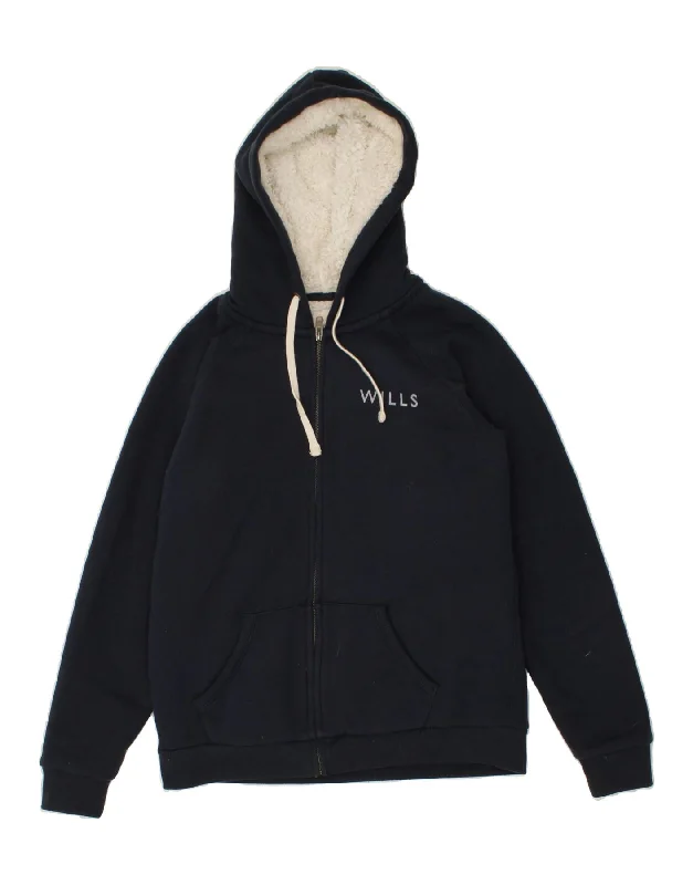 JACK WILLS Womens Graphic Zip Hoodie Sweater UK 14 Large Navy Blue Cotton Mesh Blend Leather Blend Suede Blend JACK WILLS Womens Graphic Zip Hoodie Sweater UK 14 Large Navy Blue Cotton Mesh Blend Leather Blend Suede Blend
