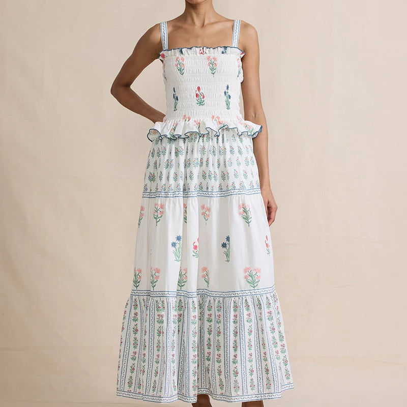 Wjczt Summer Pattern Print Spaghetti Strap Dress New Sleeveless Ruffles Ball Gown Dress Female Slash Neck Vacation Beach Pleated Dress sweetheart Neckline Romantic Wjczt Summer Pattern Print Spaghetti Strap Dress New Sleeveless Ruffles Ball Gown Dress Female Slash Neck Vacation Beach Pleated Dress sweetheart Neckline Romantic