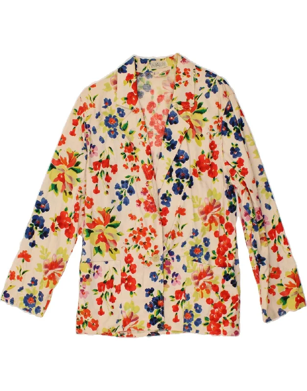 VINTAGE Womens 1 Button Blazer Jacket UK 14 Medium Multicoloured Floral Mesh Jacket Canvas Jacket Denim Jacket VINTAGE Womens 1 Button Blazer Jacket UK 14 Medium Multicoloured Floral Mesh Jacket Canvas Jacket Denim Jacket