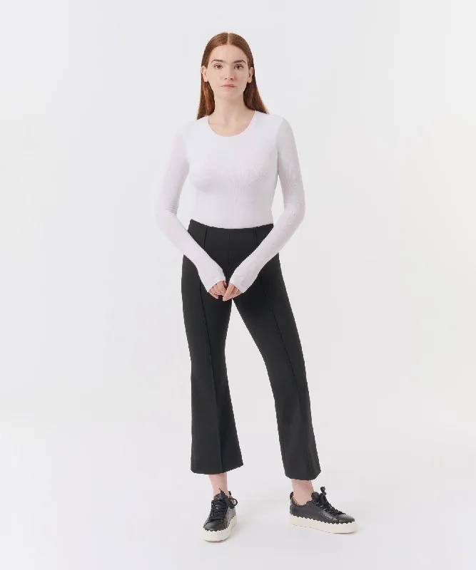 Ponte Kick Flare Pant - Black Comfy Zip-Up Pants