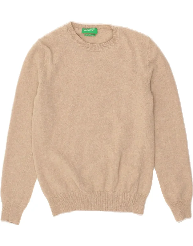 BENETTON Womens Boat Neck Jumper Sweater UK 8 Small Beige New Wool Ribbed Striped Patterned BENETTON Womens Boat Neck Jumper Sweater UK 8 Small Beige New Wool Ribbed Striped Patterned