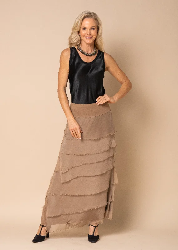 Fifi Silk Skirt in Desert zip skirt side