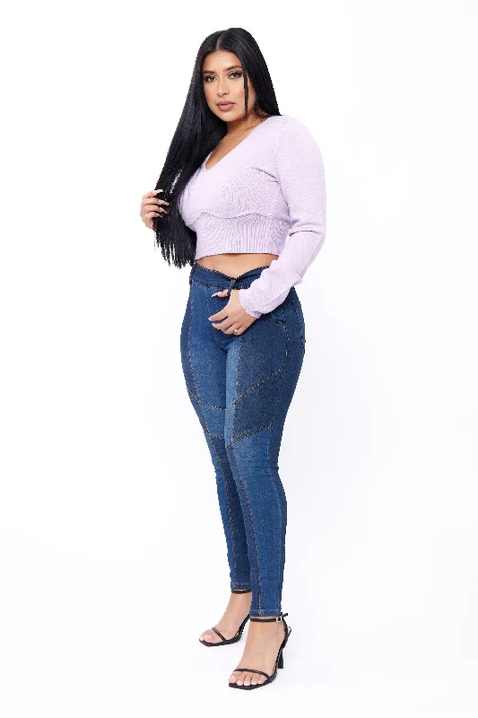 Color Blocked Bombshell Pull On Skinny Pants Comfortable Cargo Pants