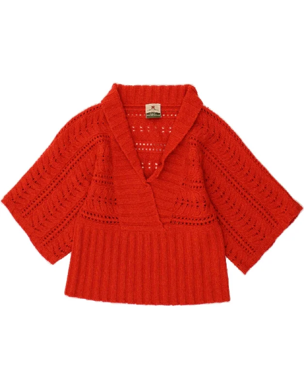 CARRAIG DONN Womens 3/4 Sleeve Polo Neck Jumper Sweater UK 10 Small Red Cable Knit Ribbed Knit Lace Knit CARRAIG DONN Womens 3/4 Sleeve Polo Neck Jumper Sweater UK 10 Small Red Cable Knit Ribbed Knit Lace Knit