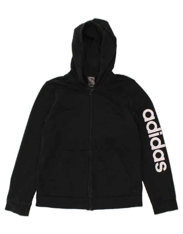 ADIDAS Womens Graphic Zip Hoodie Sweater UK 16/18 Large Black Elegant Classic Vintage ADIDAS Womens Graphic Zip Hoodie Sweater UK 16/18 Large Black Elegant Classic Vintage