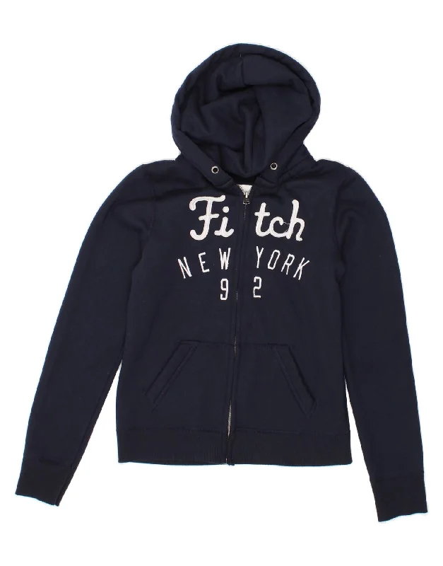 ABERCROMBIE & FITCH Womens Zip Hoodie Sweater UK 12 Medium Navy Blue Elegant Classic Vintage ABERCROMBIE & FITCH Womens Zip Hoodie Sweater UK 12 Medium Navy Blue Elegant Classic Vintage