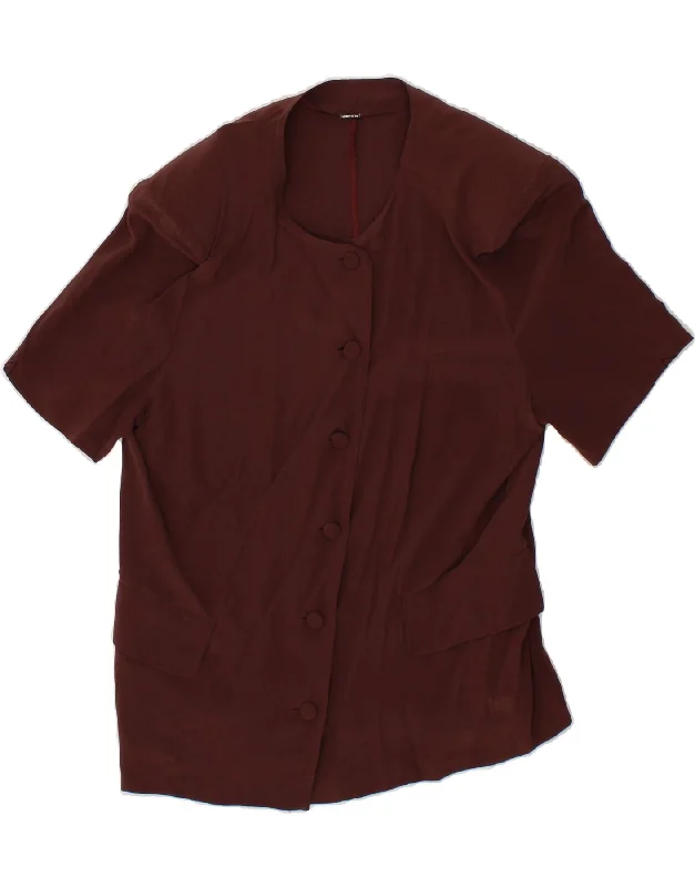 PIUDONNA Womens Short Sleeve Blazer Jacket UK 10 Small Brown Silk Wool Fabric Cashmere Fabric Tweed Fabric PIUDONNA Womens Short Sleeve Blazer Jacket UK 10 Small Brown Silk Wool Fabric Cashmere Fabric Tweed Fabric
