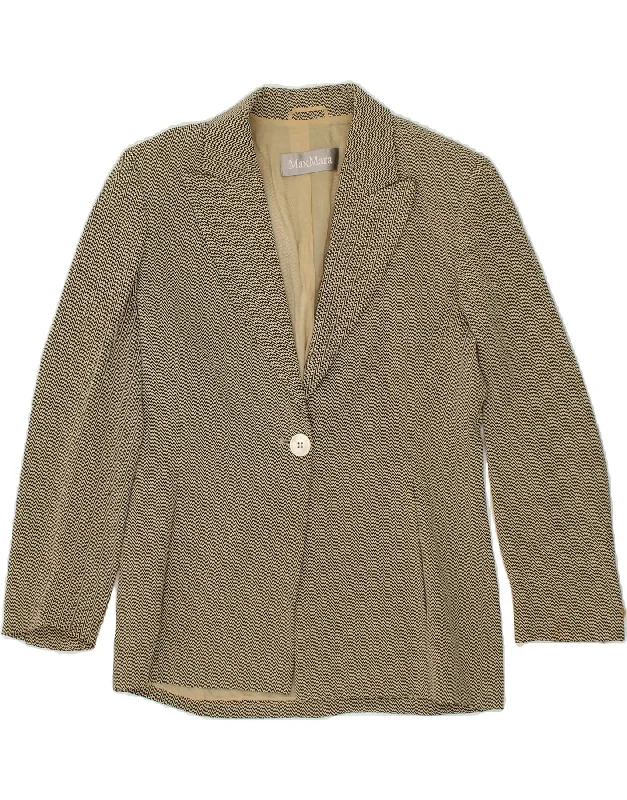 MAX MARA Womens 1 Button Blazer Jacket UK 8 Small Beige Chevron Acrylic Satin Fabric Silk Fabric Chiffon Fabric MAX MARA Womens 1 Button Blazer Jacket UK 8 Small Beige Chevron Acrylic Satin Fabric Silk Fabric Chiffon Fabric