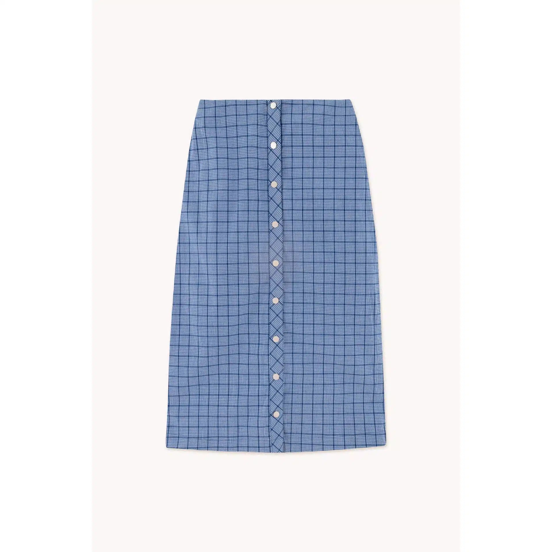 Tiny Cottons Woman - The Tiny Big Sister - Check midi skirt - blue leather skirt modern