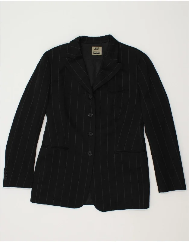 VINTAGE Womens 4 Button Blazer Jacket IT 46 Large Black Pinstripe Satin Jacket Silk Jacket Chiffon Jacket VINTAGE Womens 4 Button Blazer Jacket IT 46 Large Black Pinstripe Satin Jacket Silk Jacket Chiffon Jacket