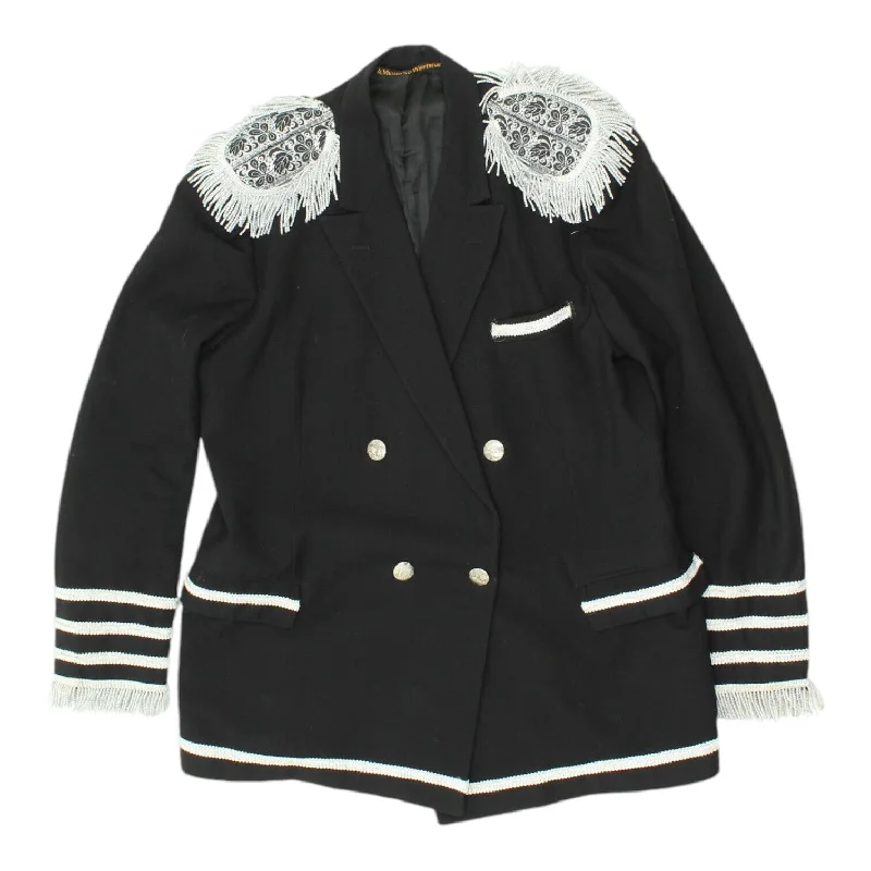 Müller-Wipperfürth Womens Black Double Breasted Blazer Jacket | Vintage Captains One-Shoulder Jacket Off-the-Shoulder Jacket Asymmetrical Jacket Müller-Wipperfürth Womens Black Double Breasted Blazer Jacket | Vintage Captains One-Shoulder Jacket Off-the-Shoulder Jacket Asymmetrical Jacket