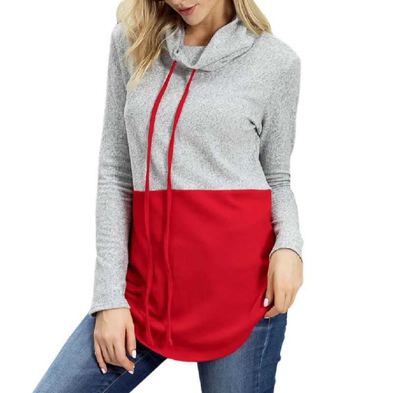 Women's Cowl Neck Hoodies Tops Long Sleeve Color Block Sweatshirt Red XXL Hoodie with Rhinestones Sparkly Elegant Women's Cowl Neck Hoodies Tops Long Sleeve Color Block Sweatshirt Red XXL Hoodie with Rhinestones Sparkly Elegant