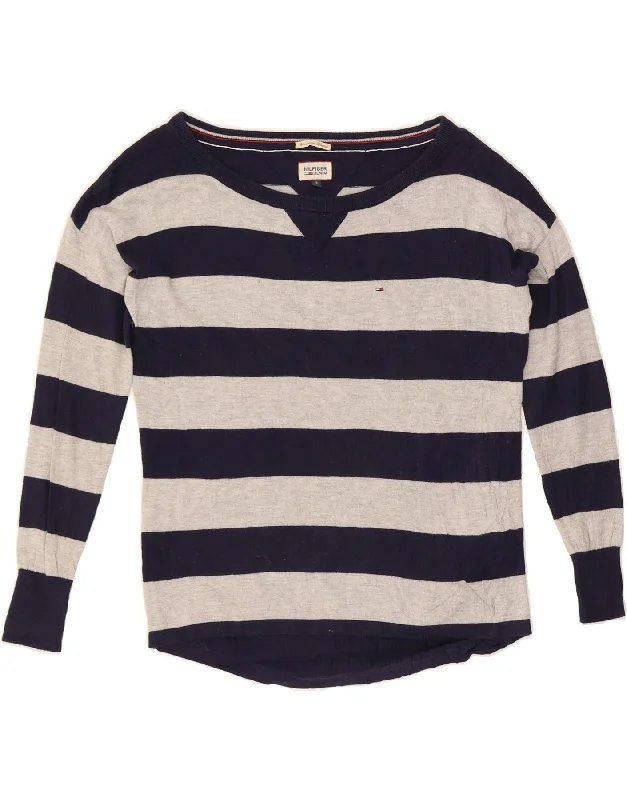 TOMMY HILFIGER Womens Boat Neck Jumper Sweater UK 10 Small Navy Blue Iron Safe Non-Iron Wrinkle Free TOMMY HILFIGER Womens Boat Neck Jumper Sweater UK 10 Small Navy Blue Iron Safe Non-Iron Wrinkle Free