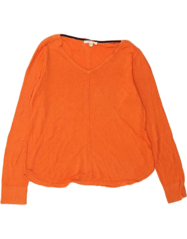 WHITE STUFF Womens Oversized V-Neck Jumper Sweater UK 10 Small Orange Mesh Sweater Canvas Denim WHITE STUFF Womens Oversized V-Neck Jumper Sweater UK 10 Small Orange Mesh Sweater Canvas Denim