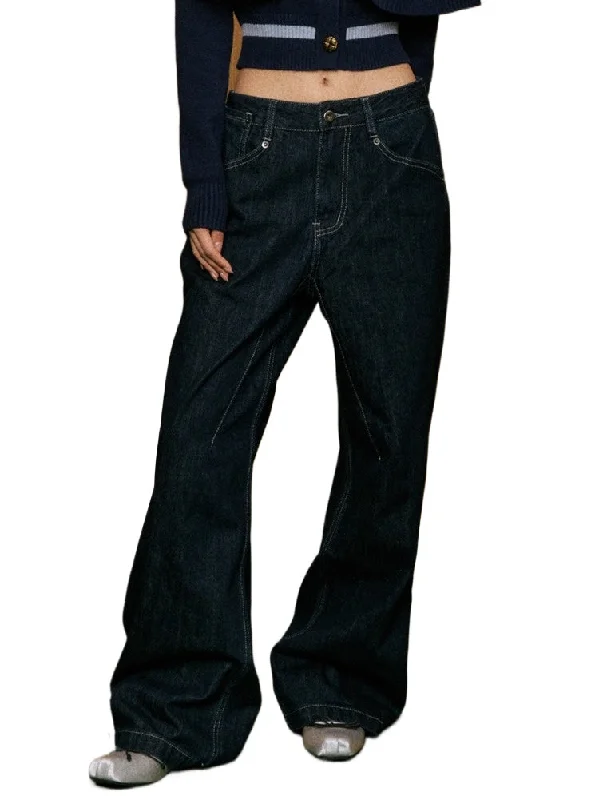 Vintage Low-Waist Denim Pants Classic Stretch Pants