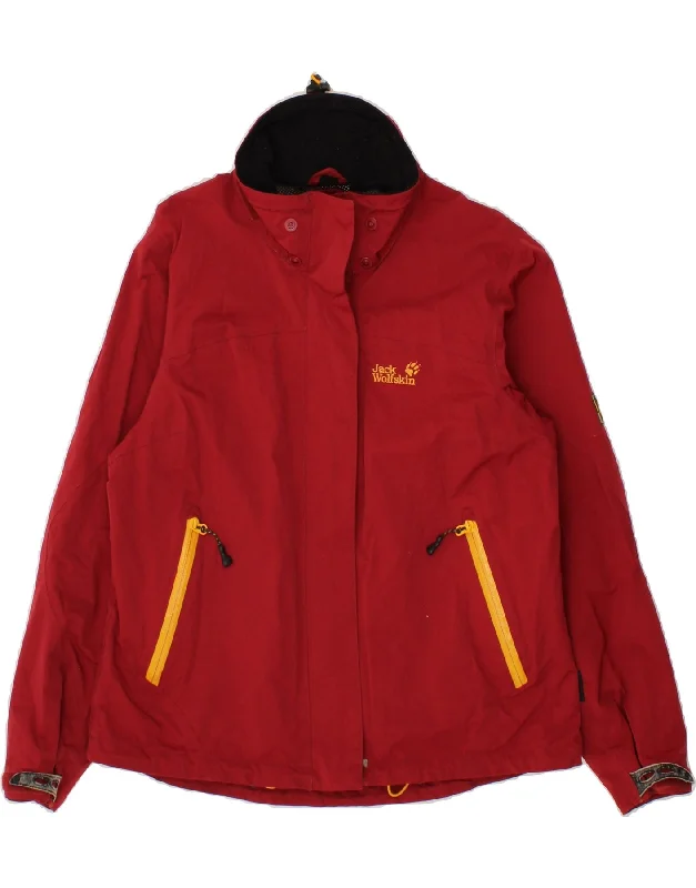 JACK WOLFSKIN Womens Rain Jacket UK 14/16 Large Red Polyamide Insulated Jacket Fitted Jacket Loose Jacket JACK WOLFSKIN Womens Rain Jacket UK 14/16 Large Red Polyamide Insulated Jacket Fitted Jacket Loose Jacket