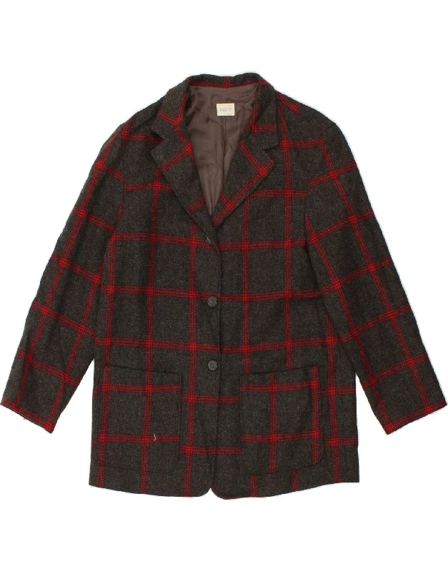 BENETTON Womens Longline 3 Button Blazer Jacket IT 44 Medium Grey Check Faux Fur Jacket Real Fur Jacket Shearling Jacket BENETTON Womens Longline 3 Button Blazer Jacket IT 44 Medium Grey Check Faux Fur Jacket Real Fur Jacket Shearling Jacket