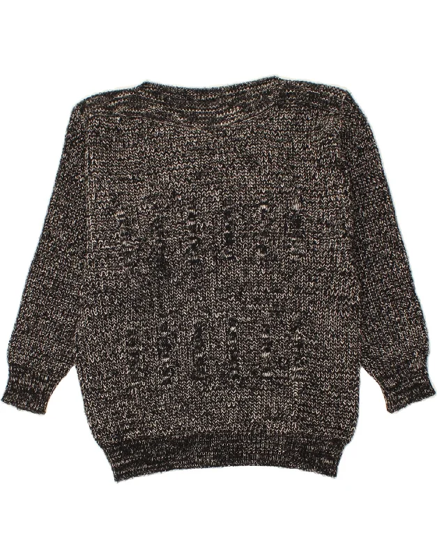 VINTAGE Womens Boat Neck Jumper Sweater EU 36/38 Medium Black Flecked Mesh Sweater Canvas Denim VINTAGE Womens Boat Neck Jumper Sweater EU 36/38 Medium Black Flecked Mesh Sweater Canvas Denim