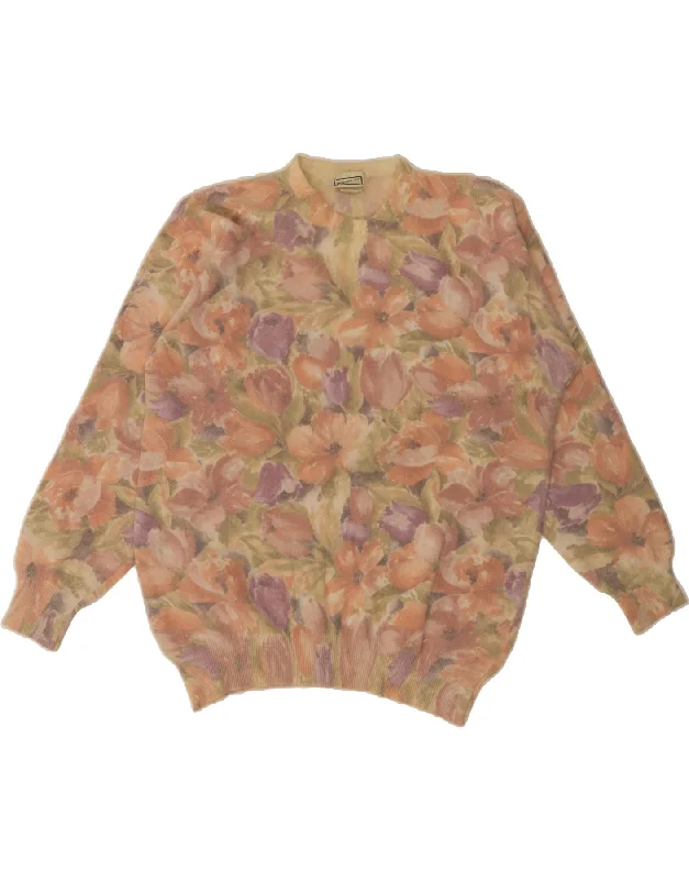 RAGNO Womens Crew Neck Jumper Sweater UK 14 Large Multicoloured Floral Chenille Brocade Lace RAGNO Womens Crew Neck Jumper Sweater UK 14 Large Multicoloured Floral Chenille Brocade Lace