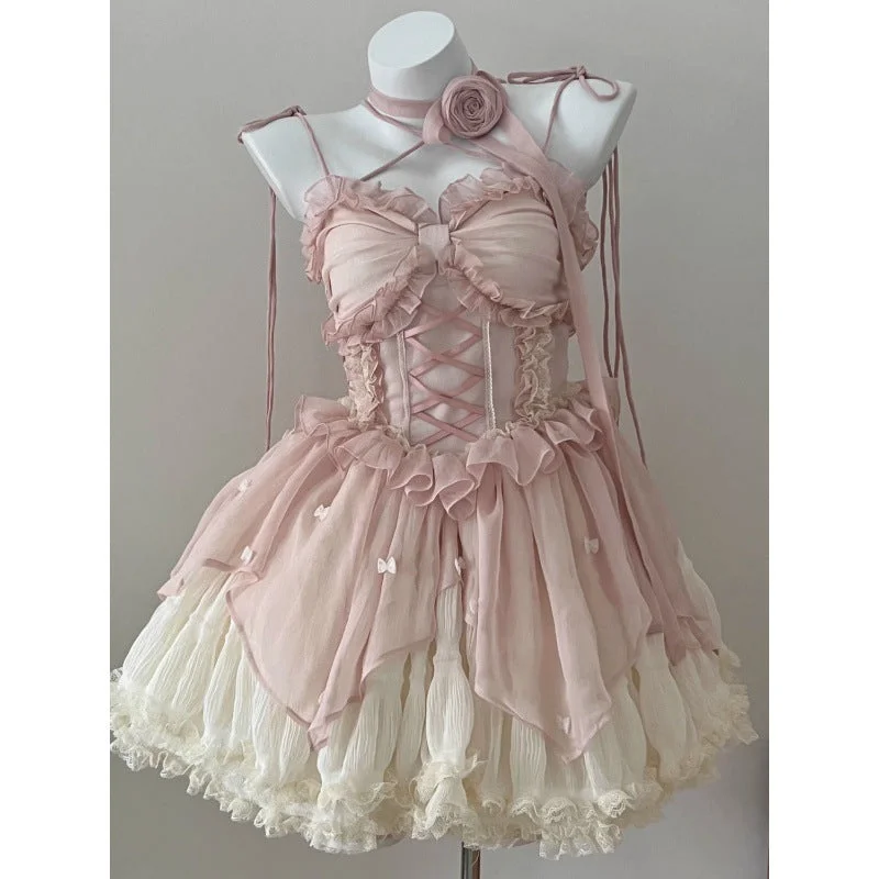 Wjczt dti outfits Sunset Rose Summer Gentle Ballet Style Sling Dress Lolita Sweet Birthday Dress Princess Dress Summer Tunics Practical durable Wjczt dti outfits Sunset Rose Summer Gentle Ballet Style Sling Dress Lolita Sweet Birthday Dress Princess Dress Summer Tunics Practical durable
