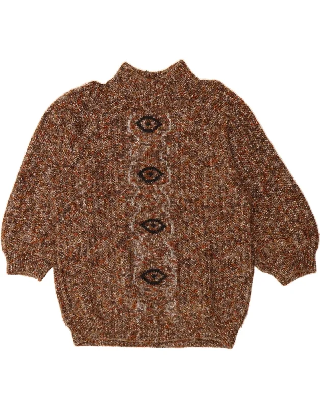 VINTAGE Womens Turtle Neck Jumper Sweater UK 20 2XL Brown Argyle/Diamond Fleece Fabric Down Fabric Feather Fabric VINTAGE Womens Turtle Neck Jumper Sweater UK 20 2XL Brown Argyle/Diamond Fleece Fabric Down Fabric Feather Fabric