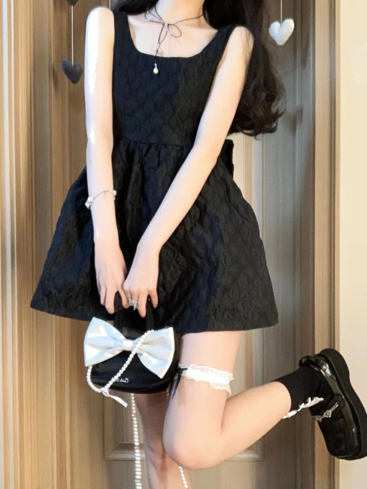 Wjczt Black Straps Dresses Women Mini Backless Sweet Ball Gown Princess Fashion Solid Tender Vestidos Girlish Korean Style Chic Teens Tunics Practical easy-care Wjczt Black Straps Dresses Women Mini Backless Sweet Ball Gown Princess Fashion Solid Tender Vestidos Girlish Korean Style Chic Teens Tunics Practical easy-care