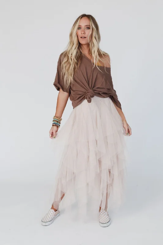 Boho Ballerina Skirt - Nude chiffon skirt airy