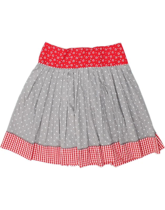 VINTAGE Womens Knife Pleated Skirt W32 Large  Grey Floral silk skirt lustrous